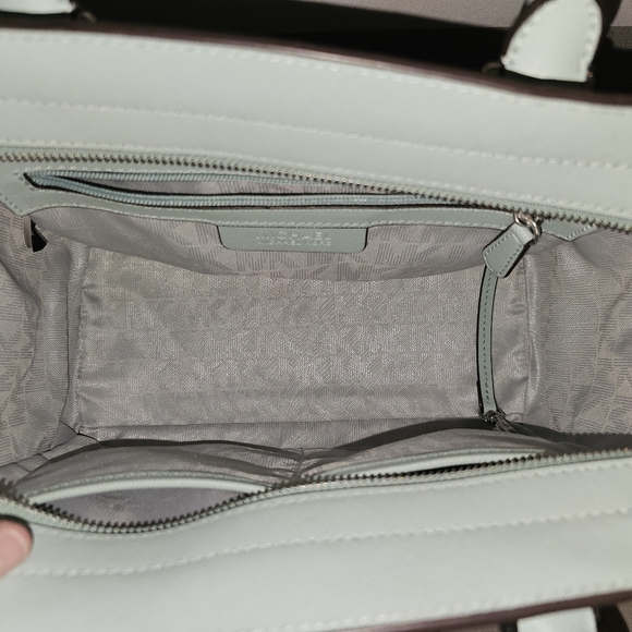 Michael Kors Selma Saffiano Leather Medium Satchel in Mint Green - Picture 3 of 7